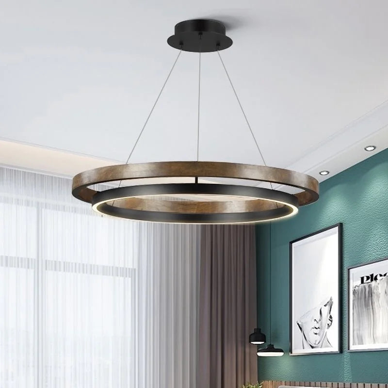 Afralia™ Double Circular LED Chandelier for Dining, Living Room, Kitchen - Modern Nordic Design