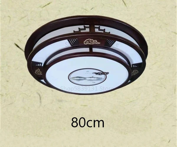 Afralia™ Antique Style Solid Wood Led Ceiling Light for Living Room Bedroom & Study