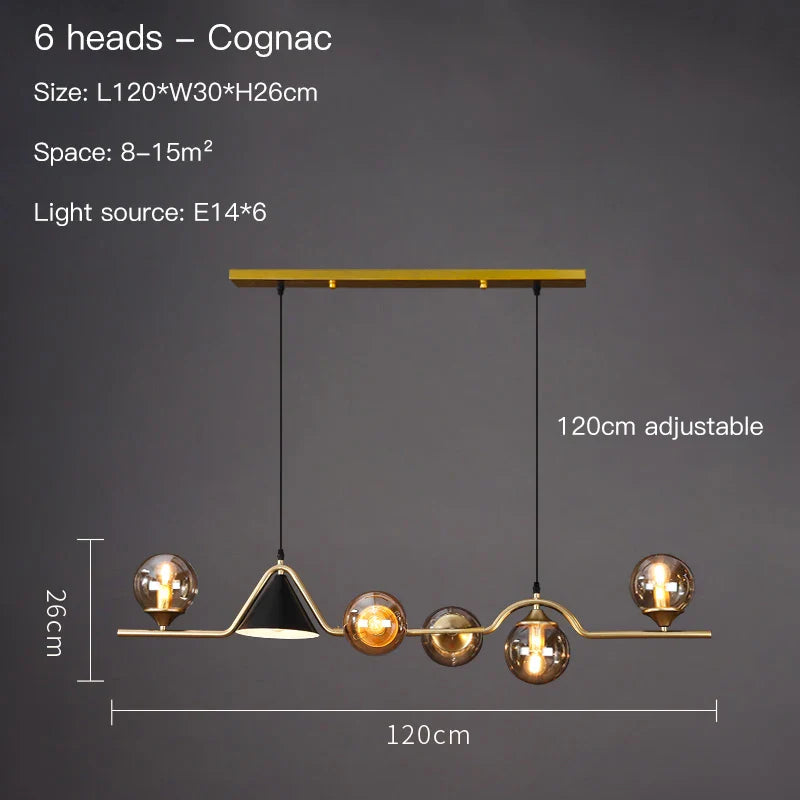 Afralia™ Nordic Glass Ball Chandelier for Living Room, Modern Black Luster Pendant Light