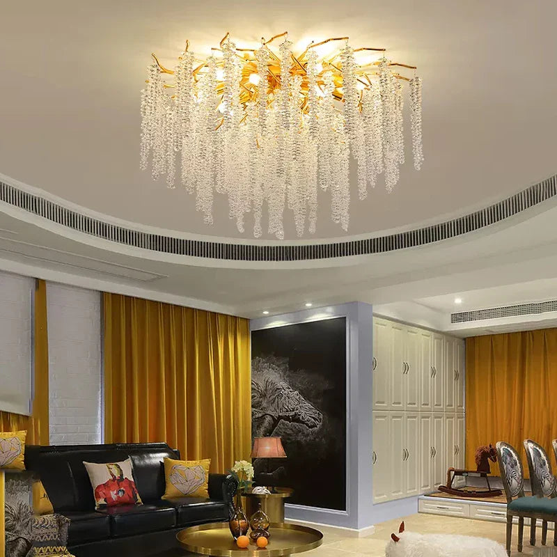 Afralia™ Luxury Crystal Ceiling Chandelier Living Room Dining Room Decoration
