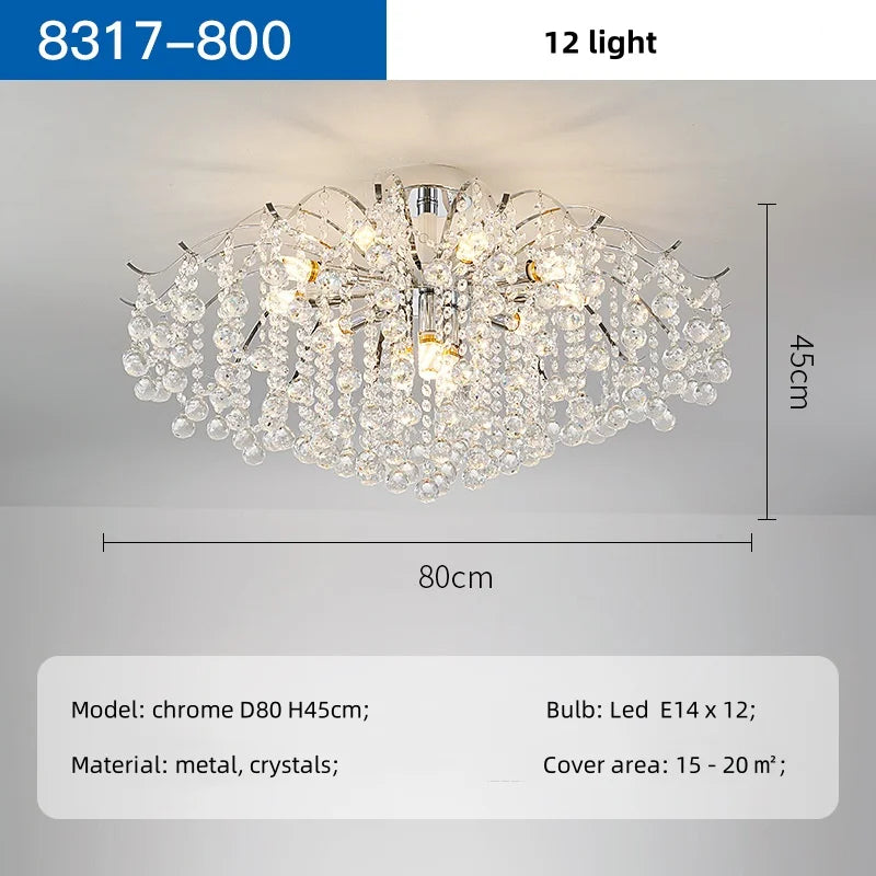 Afralia™ Chrome LED Ceiling Lights E14 Chandelier for Living Room Home Decor