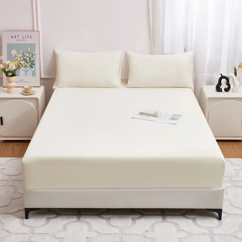 Afralia™ Single Fitted Waterproof Bed Sheet - Solid Color Mattress Protector