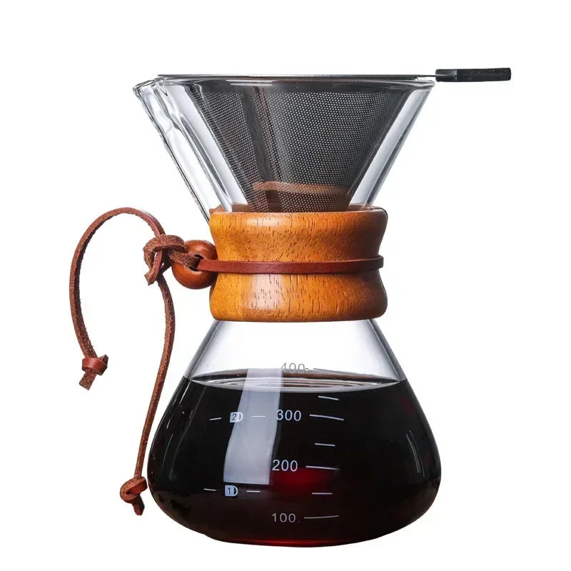 Afralia™ Glass Coffee Kettle with Steel Filter Drip Brewer for Barista Pour Over