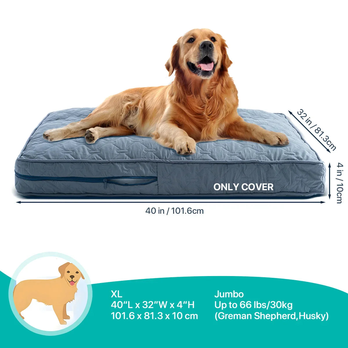 Afralia™ Orthopedic Large Dog Bed with Washable Cover, Foam Pet Mat, Quilted Dog Crate Bed