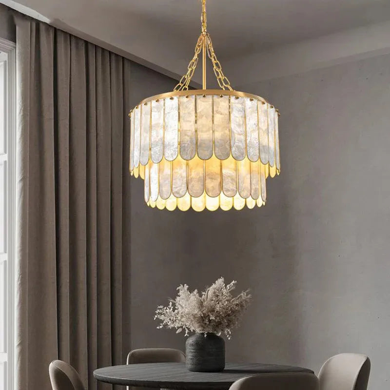 Afralia™ Shell Ceiling Chandelier Pendant Light - Dimmable LED Design