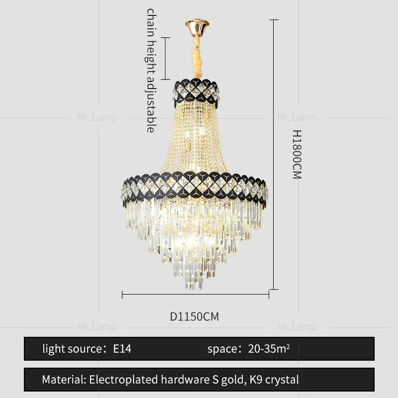 Afralia™ Crystal Chandelier Spiral Staircase Living Room Lamp Texture Design