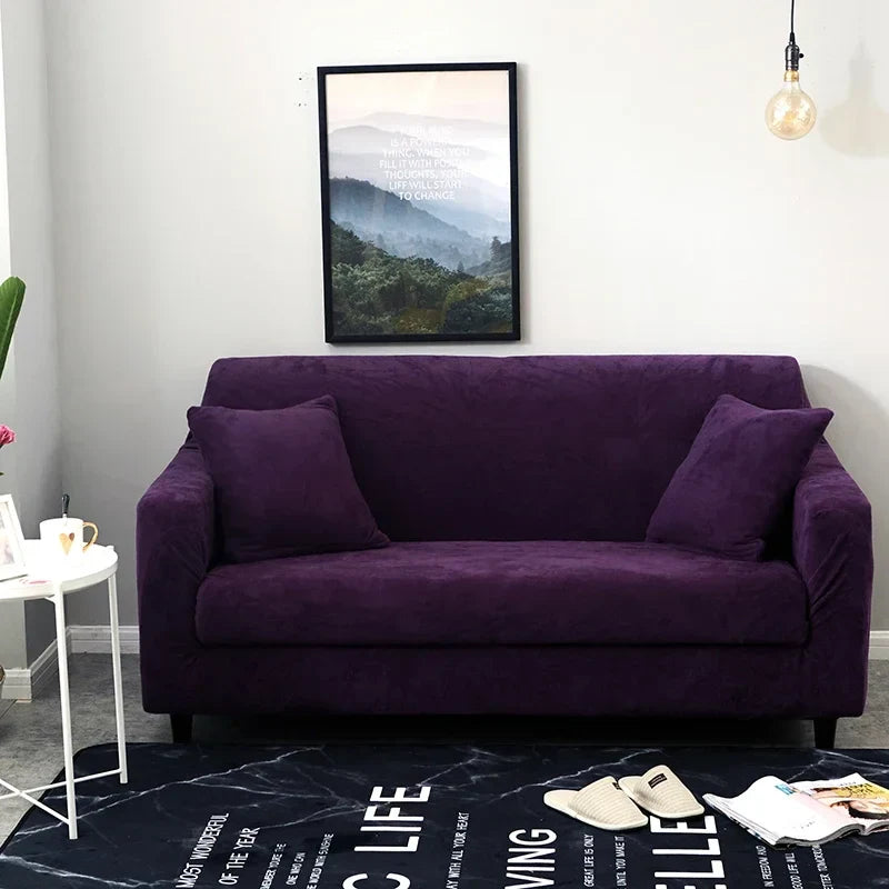 Afralia™ Solid Color Elastic Thicken Sofa Cover - Soft Stretch Spandex Slipcover