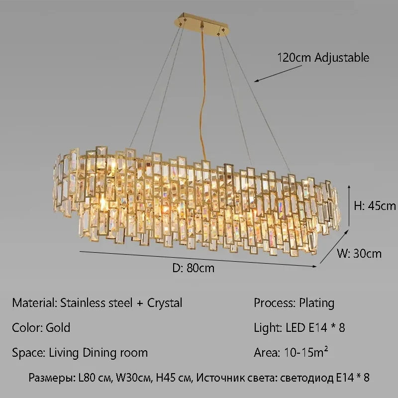 Afralia™ Luxury LED Crystal Chandelier Ceiling Light for Living & Dining Rooms