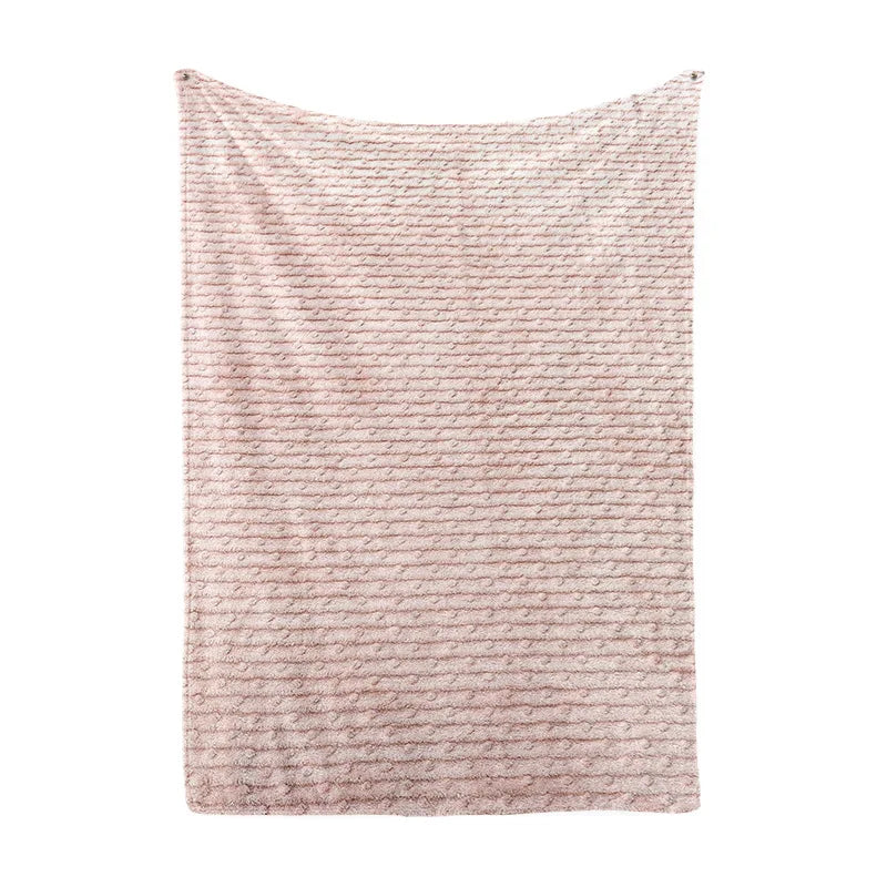 Afralia™ Solid Jacquard Coral Fleece Blanket | Multi-Purpose Sofa Throw Blanket