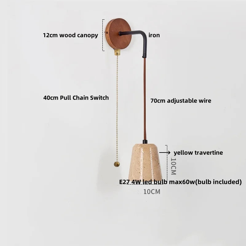 Afralia™ LED Yellow Travertine Stone Wall Lamp - Nordic Modern Stair Light