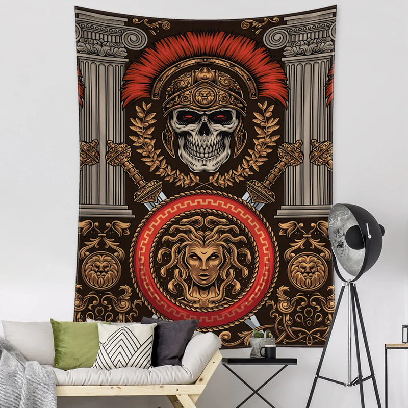 Afralia™ Viking Person Head Tapestry Psychedelic Wall Hanging for Bohemian Room Decor