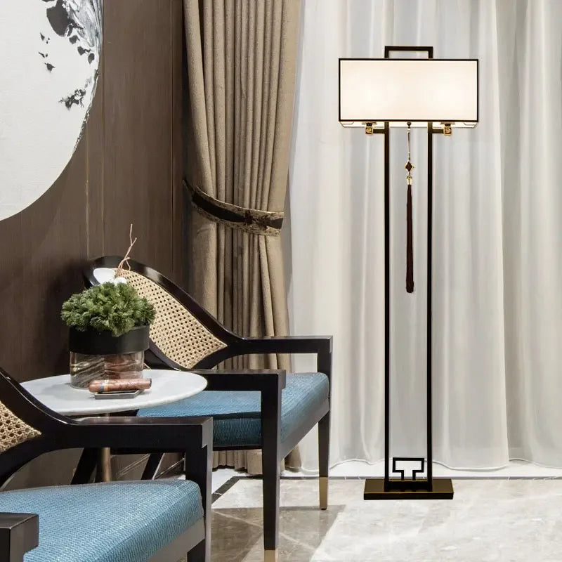 Afralia™ Chinoiserie Style Floor Lamp for Living Room and Bedroom