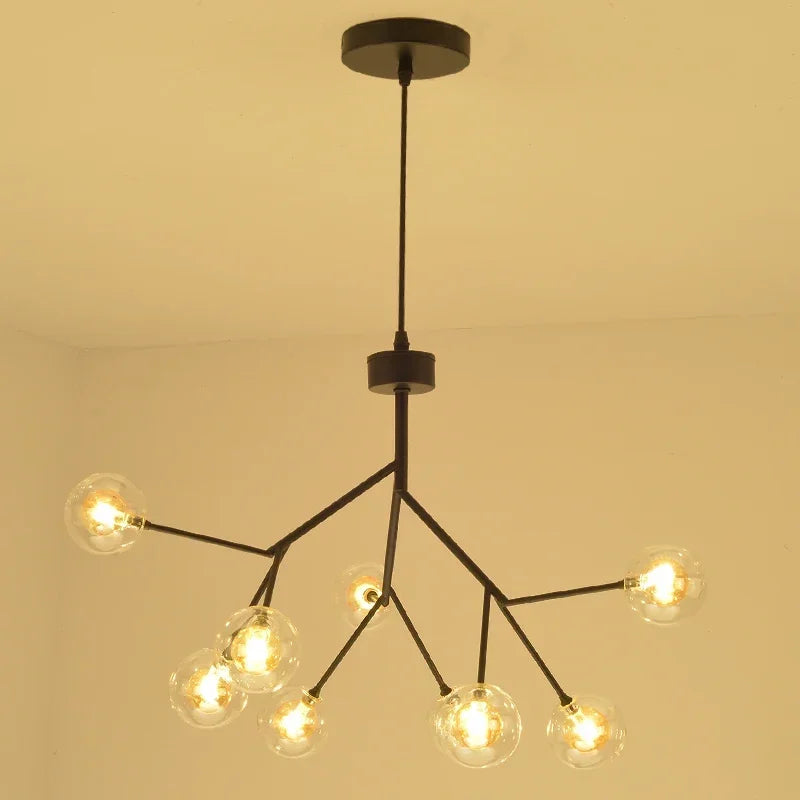 Afralia™ Heracleum Firefly Glass Round Ball Chandelier - Luxury Staircase Dining Room Lighting