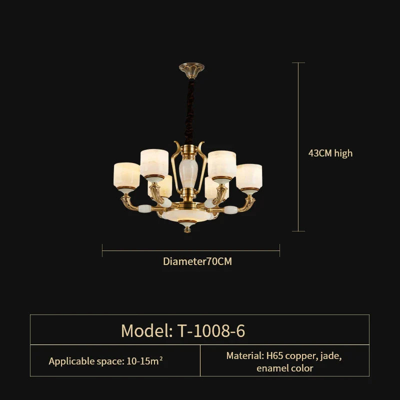 Afralia™ Zinc Alloy European Chandelier with Natural Jade Accent for Villa Living Room