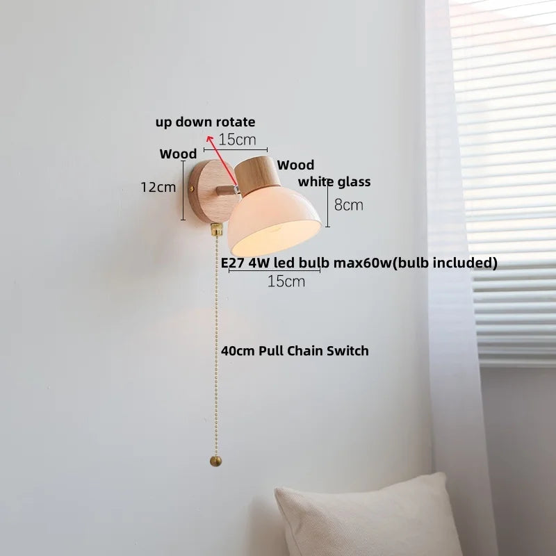 Afralia™ White Glass LED Wall Sconce Wood Modern Home Decor Mirror Light