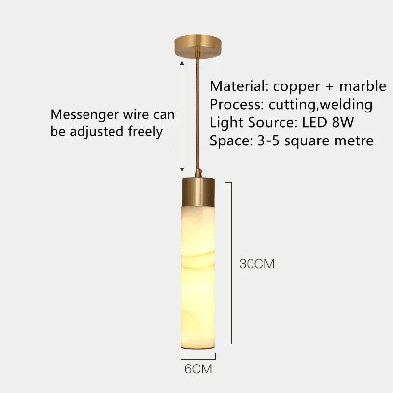 Afralia™ Copper LED Pendant Light: Modern Marble Single Head for Bedroom, Restaurant, and Corridor