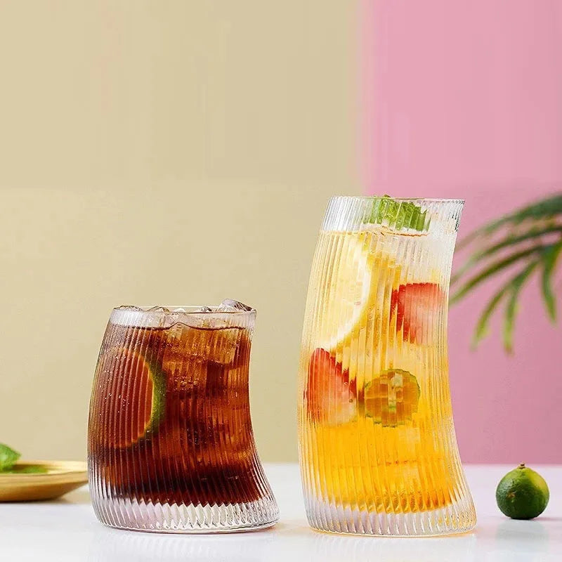 Afralia™ 450ml/300ml Sail-Shaped Glass Cups | Elegant Glassware for Tea, Juice