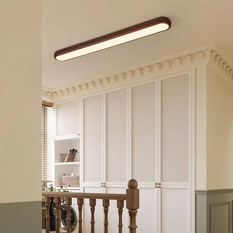 Afralia™ Walnut Wood Grain Hallway Ceiling Light