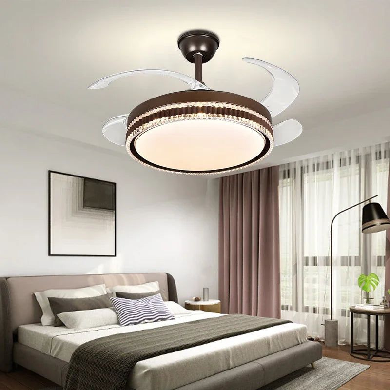 Afralia™ LED Bladeless Ceiling Fan Chandelier for Modern Smart Home Decor