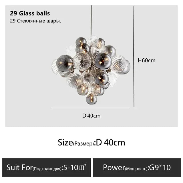 Afralia™ Bubble Glass Ceiling Chandelier Pendant for Living Room Bedroom