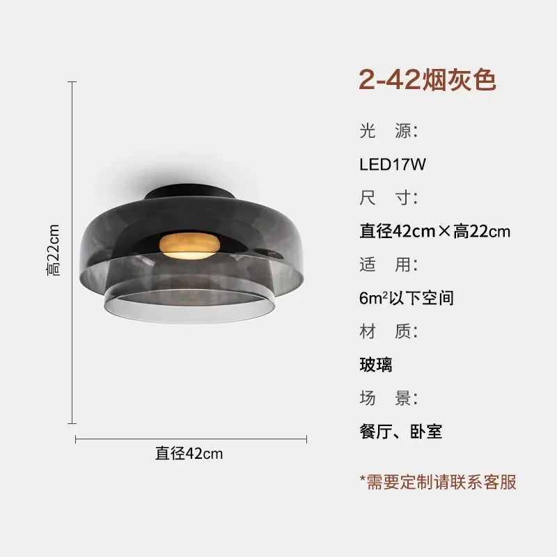 Afralia™ Glass LED Ceiling Light in Amber/Gray/Green - Modern Indoor Lighting for Various Spaces
