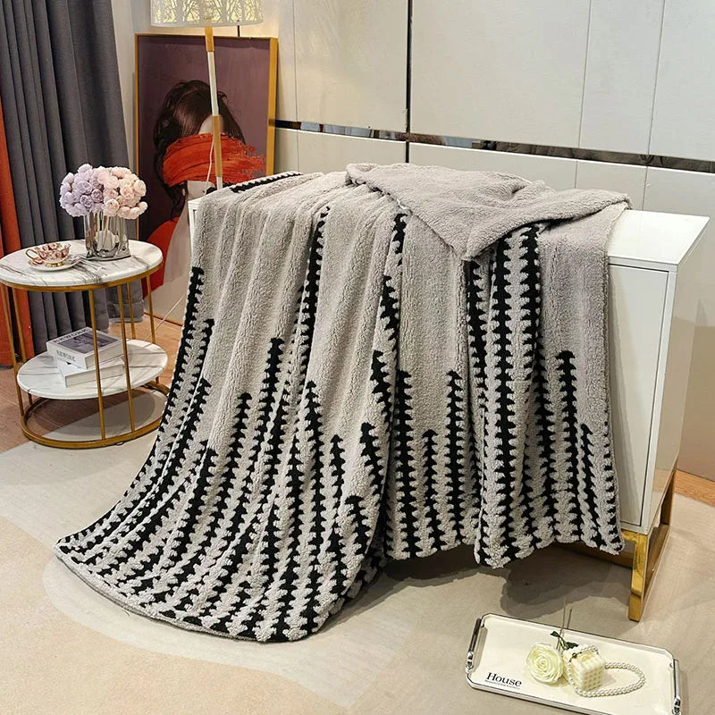 Afralia™ Double Layer Lamb Fleece Blanket: Soft & Warm for Office, Bedroom, Sofa.