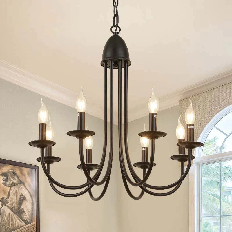 Afralia™ Retro Rural Iron Chandelier for Living Room Dining Bedroom Balcony