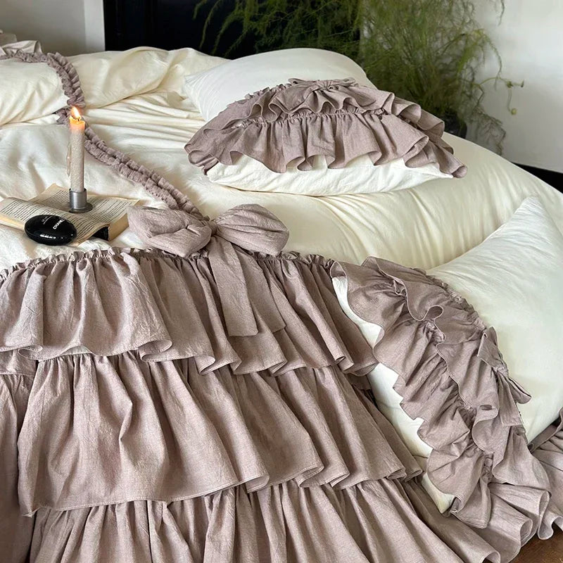 Afralia™ Princess Cotton Bedding Set King Queen Double Size Duvet Cover Sets