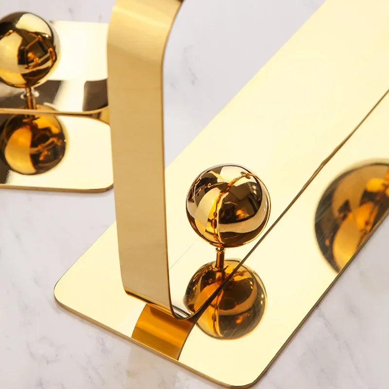 Afralia™ Golden Ball Cube Stainless Steel Sculpture - Home Decor Ornament