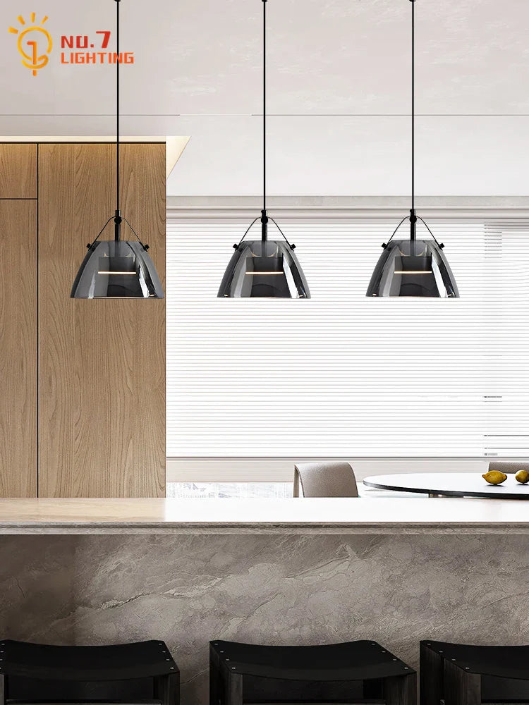 Afralia™ Copper Glass Pendant Lights LED Luxury Modern Fixtures for Bedroom Living Room