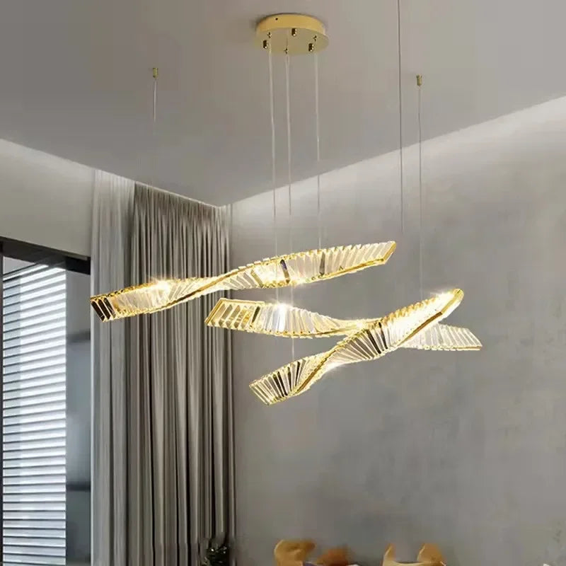 Afralia™ Gold Steel LED Pendant Lights - Luxury Dimmable Suspend Lamp