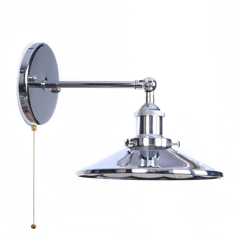 Afralia™ Vintage LED Pull Chain Wall Lights, Industrial Retro Iron Aisle Bedside Lamp