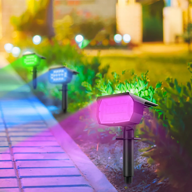 Afralia™ 20LEDs RGB Solar Landscape Spotlights: Wireless & Waterproof Solar Wall Lamp for Patio Garden