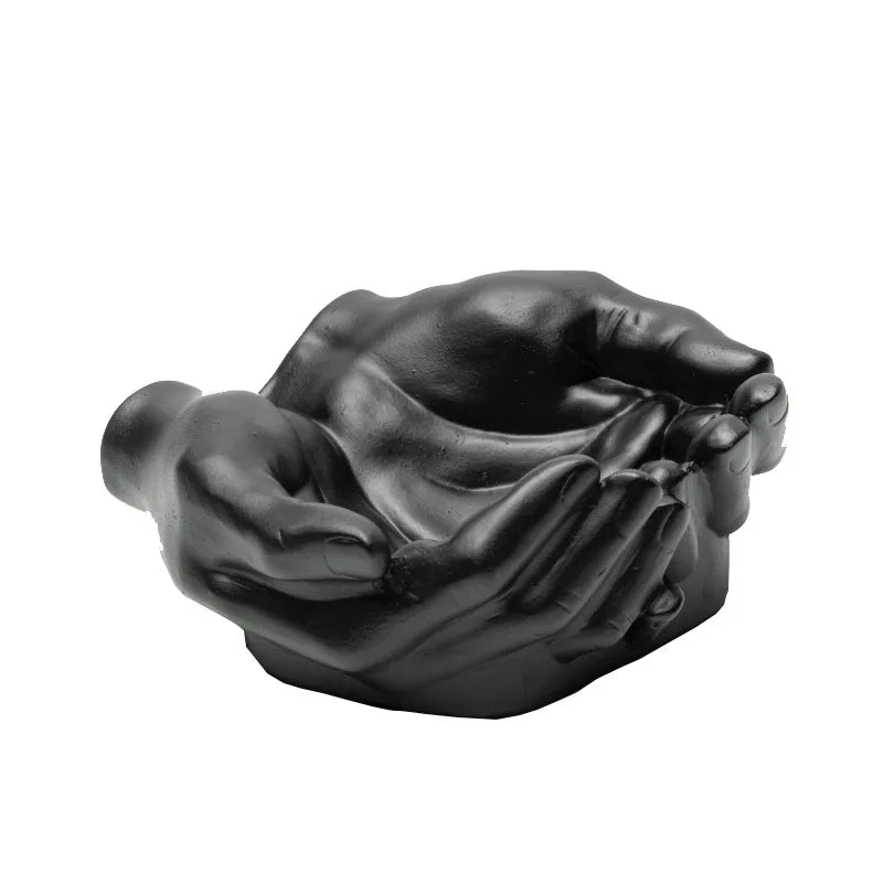 Afralia™ Resin Human Figure Sculpture Palm Tray Fruit Plate Home Decoration