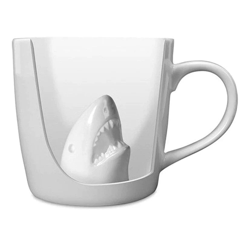 Afralia™ Shark Attack Coffee Mug - 3D Personalized Ceramic Cup for Home and Office