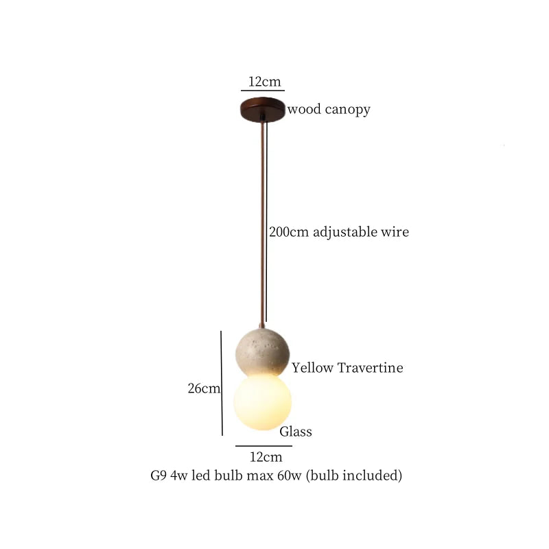 Afralia™ Vintage LED Copper Pendant Light for Bedside, Bar, Living Room - Yellow Travertine