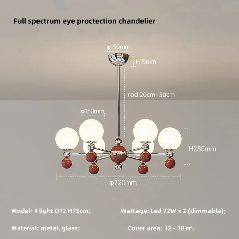 Afralia™ Modern LED Chandelier Glass Metal Health Eye Protect Living Room Light