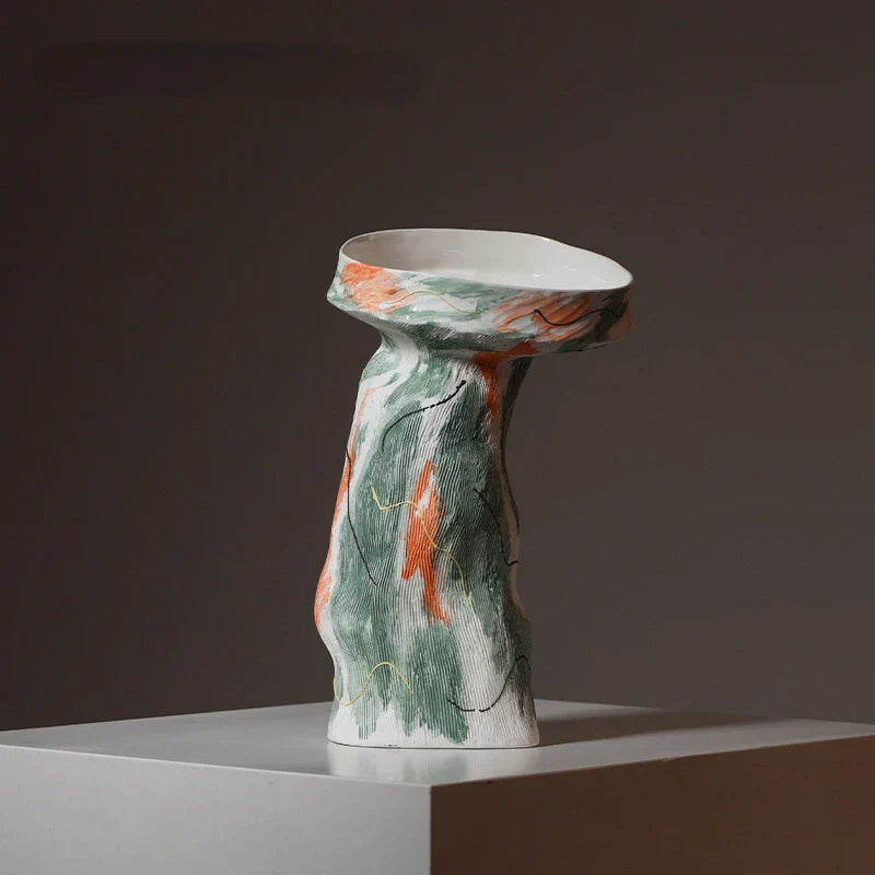 Afralia™ Abstract Irregular Pattern Ceramic Vase for Home Decoration