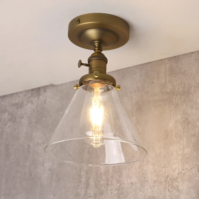 Afralia™ Funnel Glass Wall Sconce Vintage Industrial Wall Light