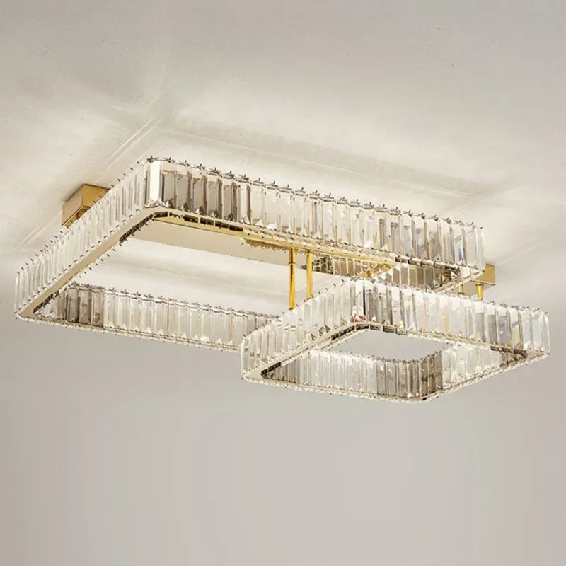 Afralia™ Crystal Luxury Ceiling Light for Living Room Bedroom Restaurant - Dimmable & Modern