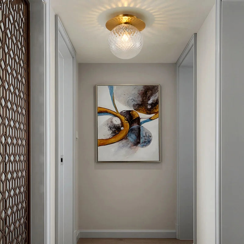 Afralia™ Iron Glass LED Ceiling Lamp Ball Shape Modern Living Room Light Fixtures