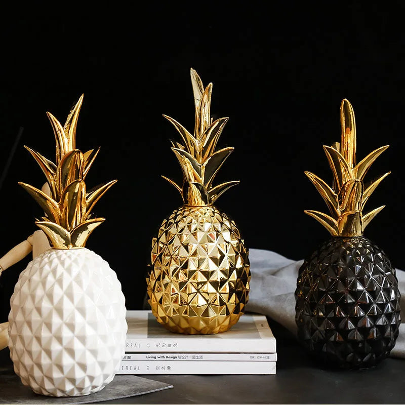 Afralia™ Ceramic Gold Pineapple Figurine: Nordic Light Luxury Modern Decor for Living Room