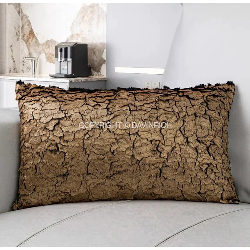 Afralia™ Luxe Gold Foil Fabric Texture Waist Cushion Cover 30x50cm