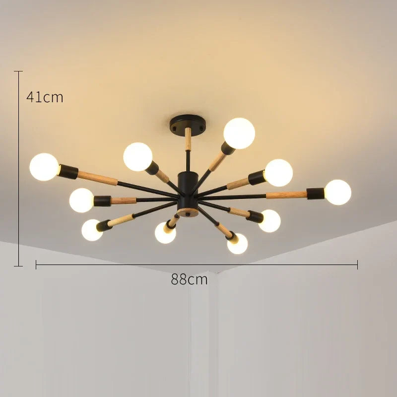 Afralia™ LED Ceiling Lights with Wooden Lampshades for Modern Livingroom and Bedroom