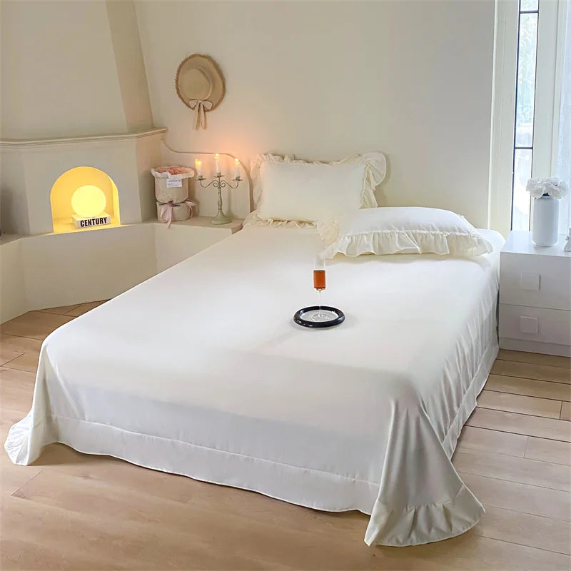 Afralia™ Romantic Rose Lace Bedding Set: Duvet Cover, Sheet, Pillowcases, Ruffles