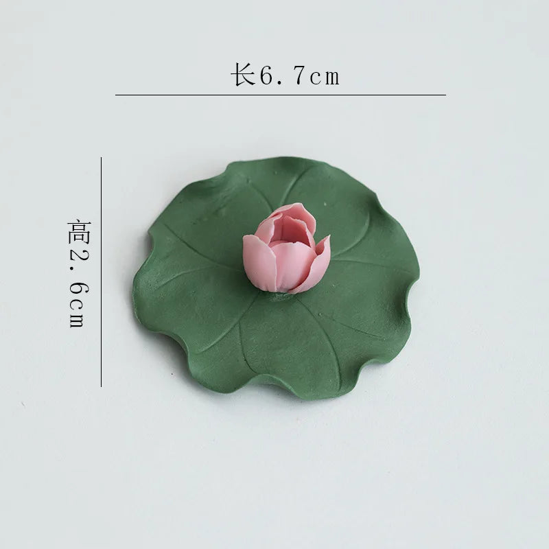 Lotus Aroma Holder Censer with Water Lily Art Flower, by Afralia™