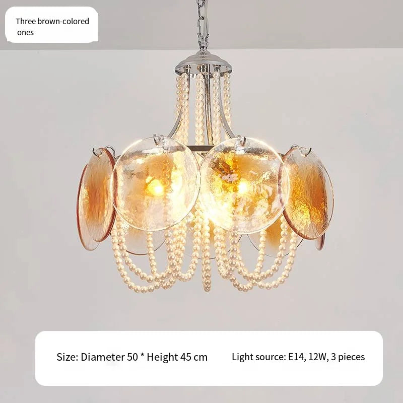Afralia™ Pink Glass Pearl Chandelier: Modern Pendant Light for Living Room & Bedroom