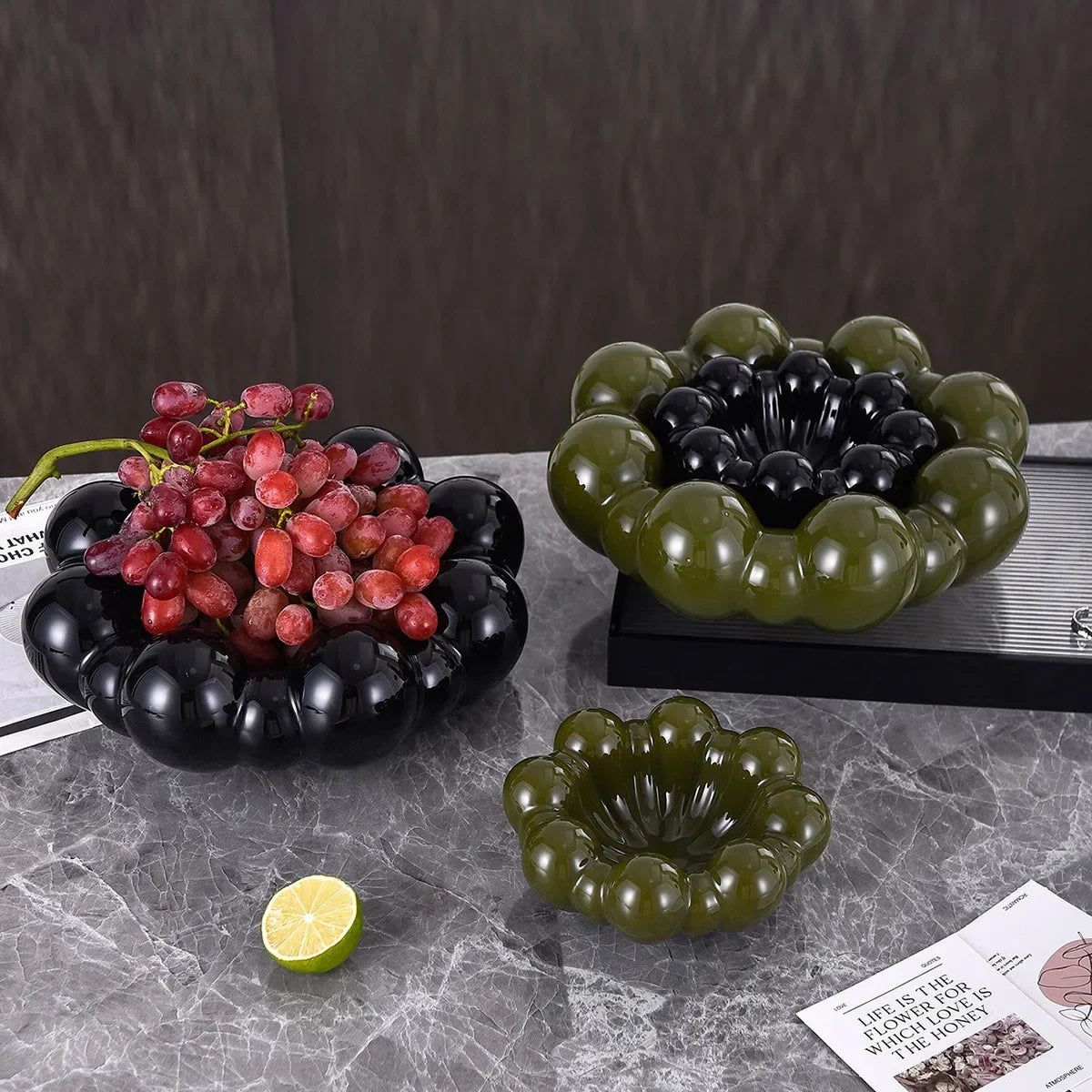 Afralia™ Ceramic Fruit Plate Flower Tray Home Decoration Storage Container