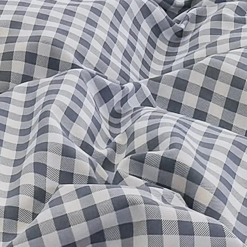 Afralia™ Simple Striped Check Cotton Bedding Sets for Queen King Size