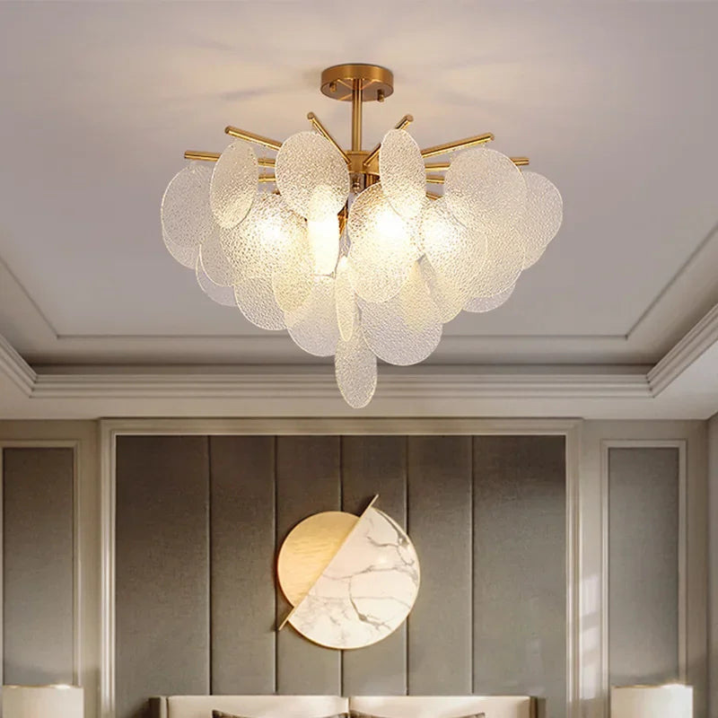 Afralia™ Elegant Glass Chandelier: French Light Luxury Crystal Lighting, Romantic Bedroom & Living Room Decor